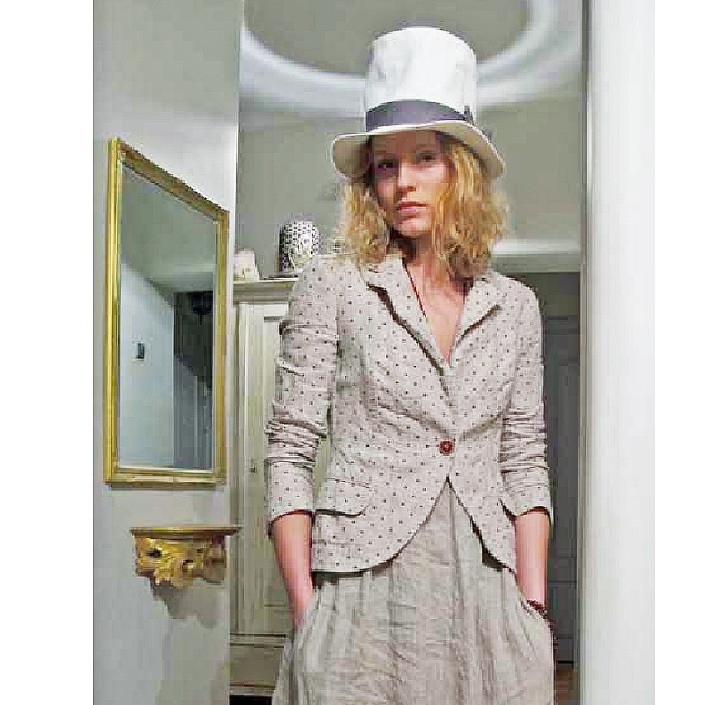 Runway Polka Dot Linen Blazer Made In Europe